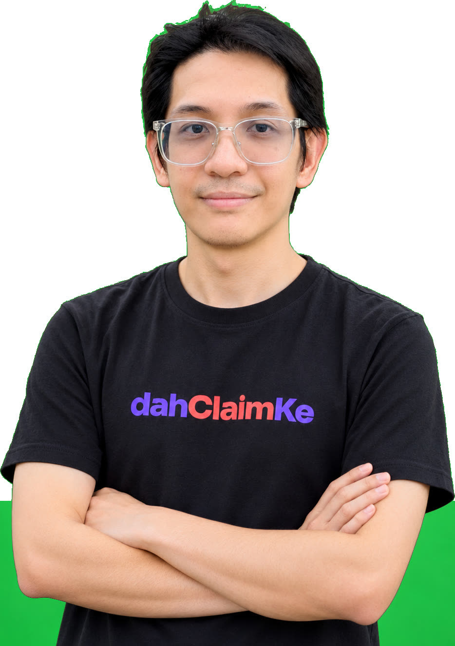 Jeremy Thien, founder of dahClaimKe, in a black shirt with the dahClaimKe logo